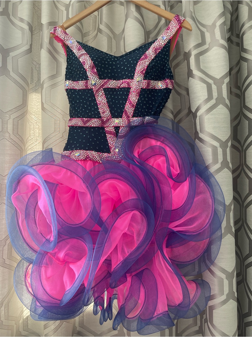 Custom Swarovski crystal ballroom dancing dress.